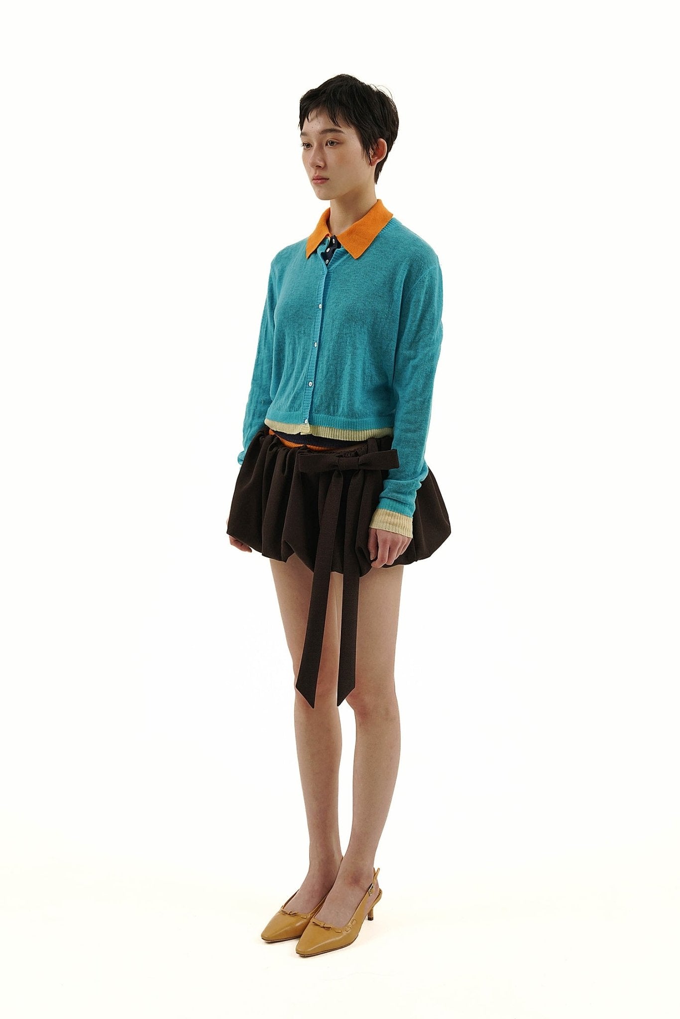 Heavyweight Wool Pleated Bow - Tie Bubble Skirt - COPPING THREADS - MOROMORO