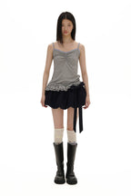 Heavyweight Wool Pleated Bow - Tie Bubble Skirt - COPPING THREADS - MOROMORO