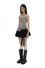 Heavyweight Wool Pleated Bow - Tie Bubble Skirt - COPPING THREADS - MOROMORO