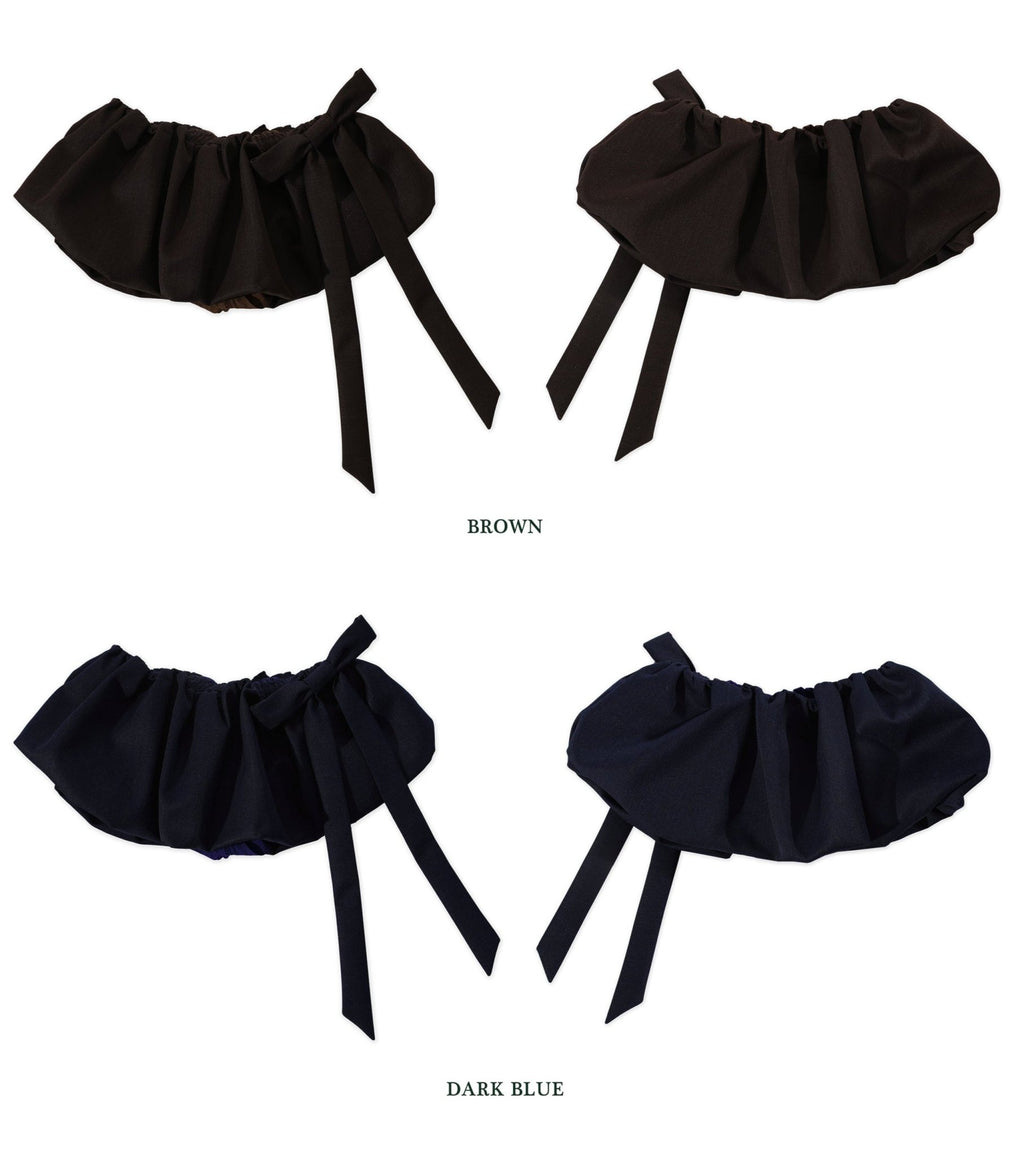 Heavyweight Wool Pleated Bow - Tie Bubble Skirt - COPPING THREADS - MOROMORO