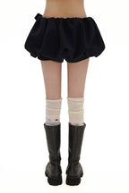 Heavyweight Wool Pleated Bow - Tie Bubble Skirt - COPPING THREADS - MOROMORO