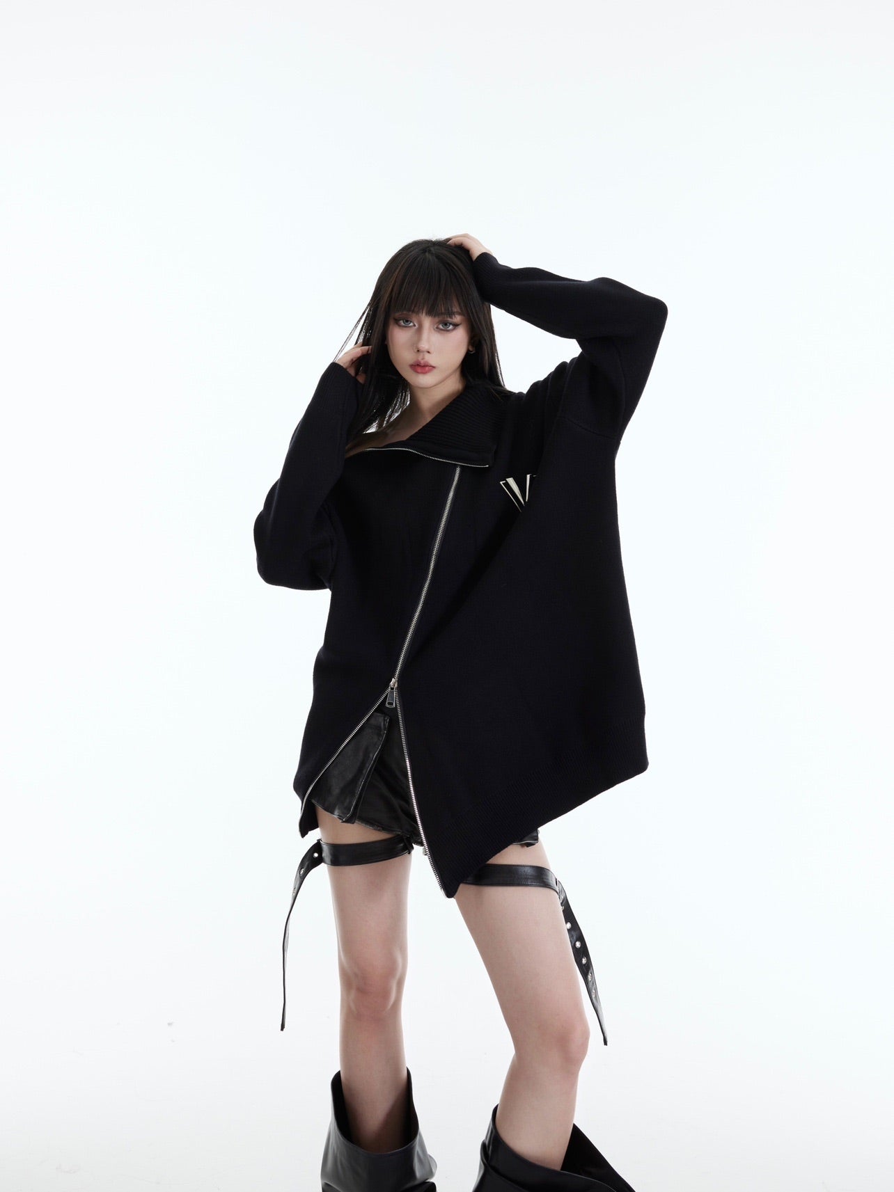 High - Neck Metal Zip - Up Sweater - COPPING THREADS - CT Select