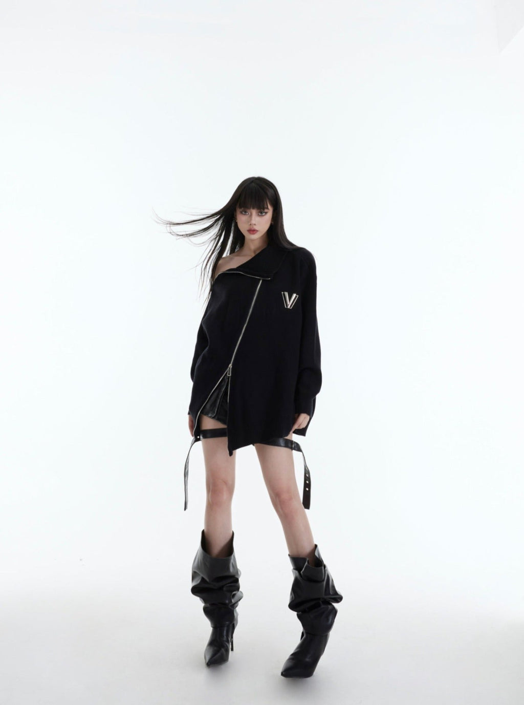 High - Neck Metal Zip - Up Sweater - COPPING THREADS - CT Select