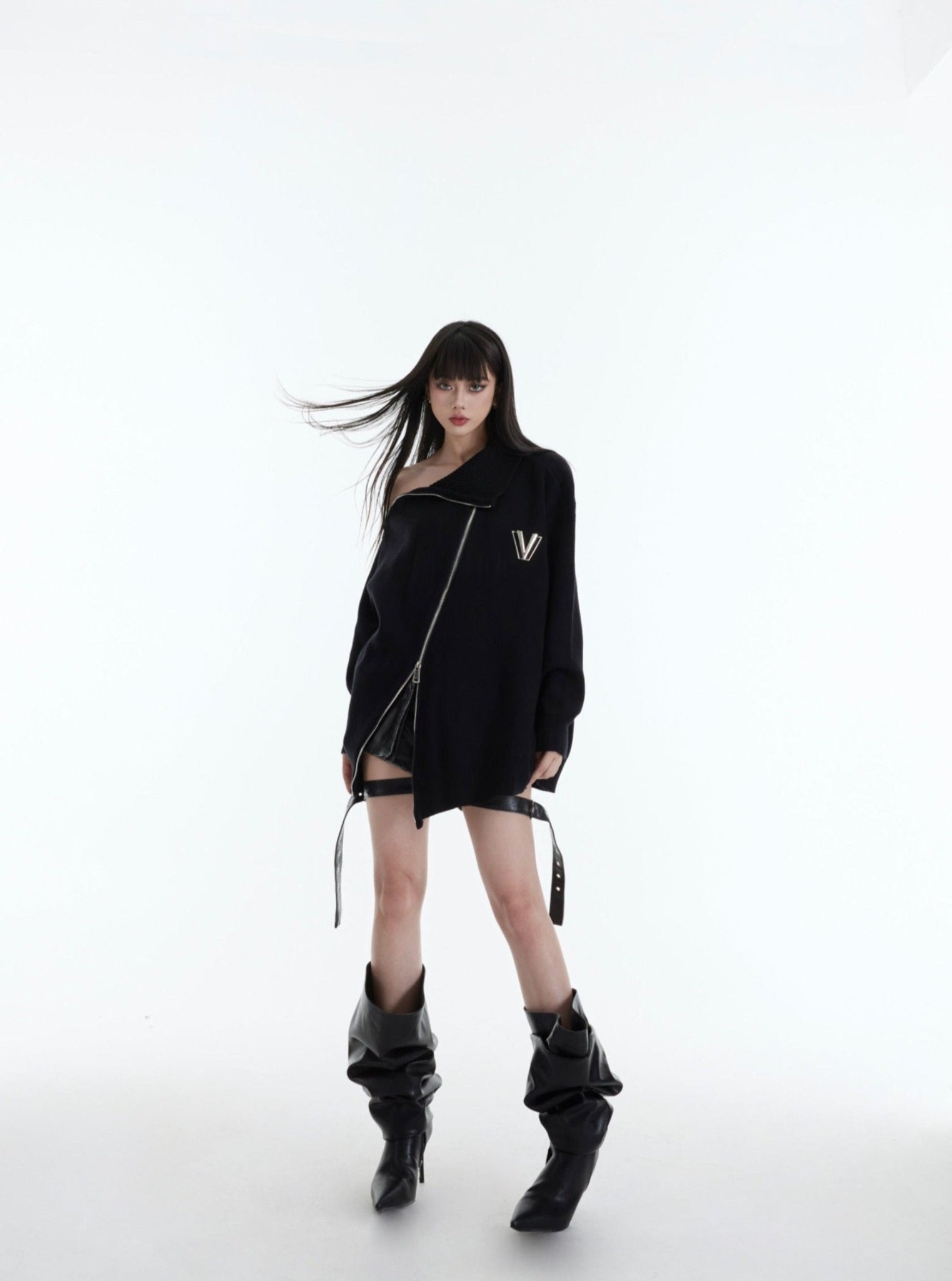 High - Neck Metal Zip - Up Sweater - COPPING THREADS - CT Select