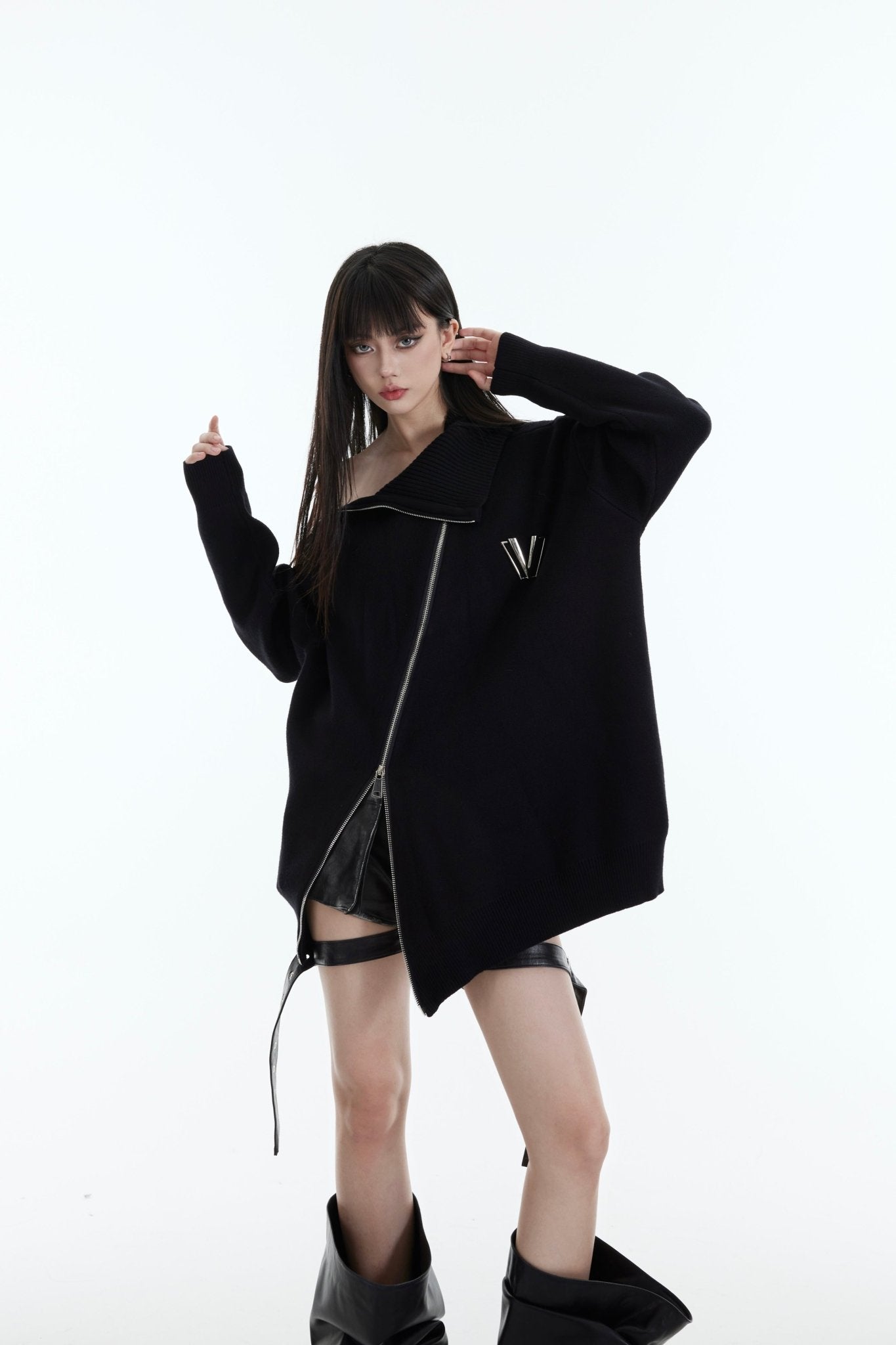 High - Neck Metal Zip - Up Sweater - COPPING THREADS - CT Select