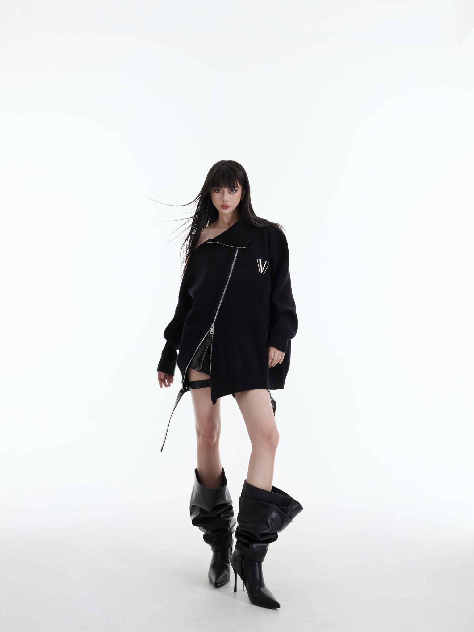 High - Neck Metal Zip - Up Sweater - COPPING THREADS - CT Select