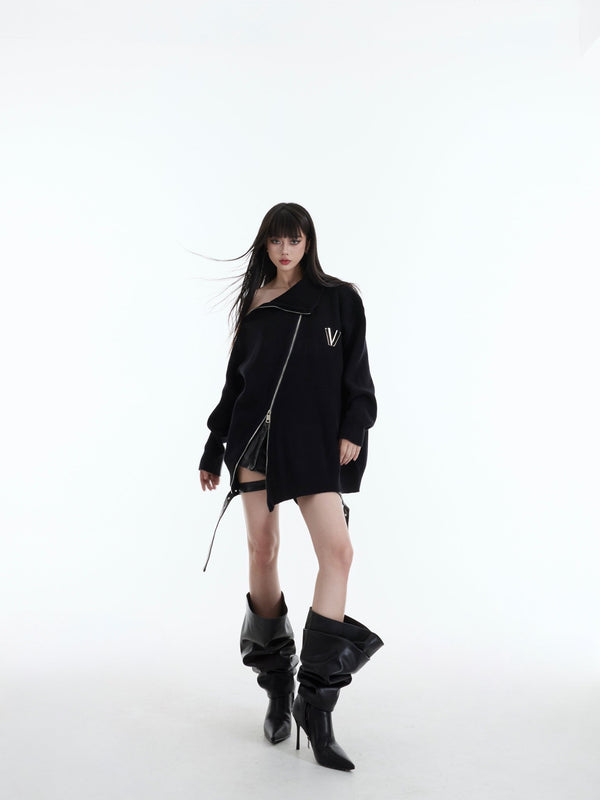 High - Neck Metal Zip - Up Sweater - COPPING THREADS - CT Select