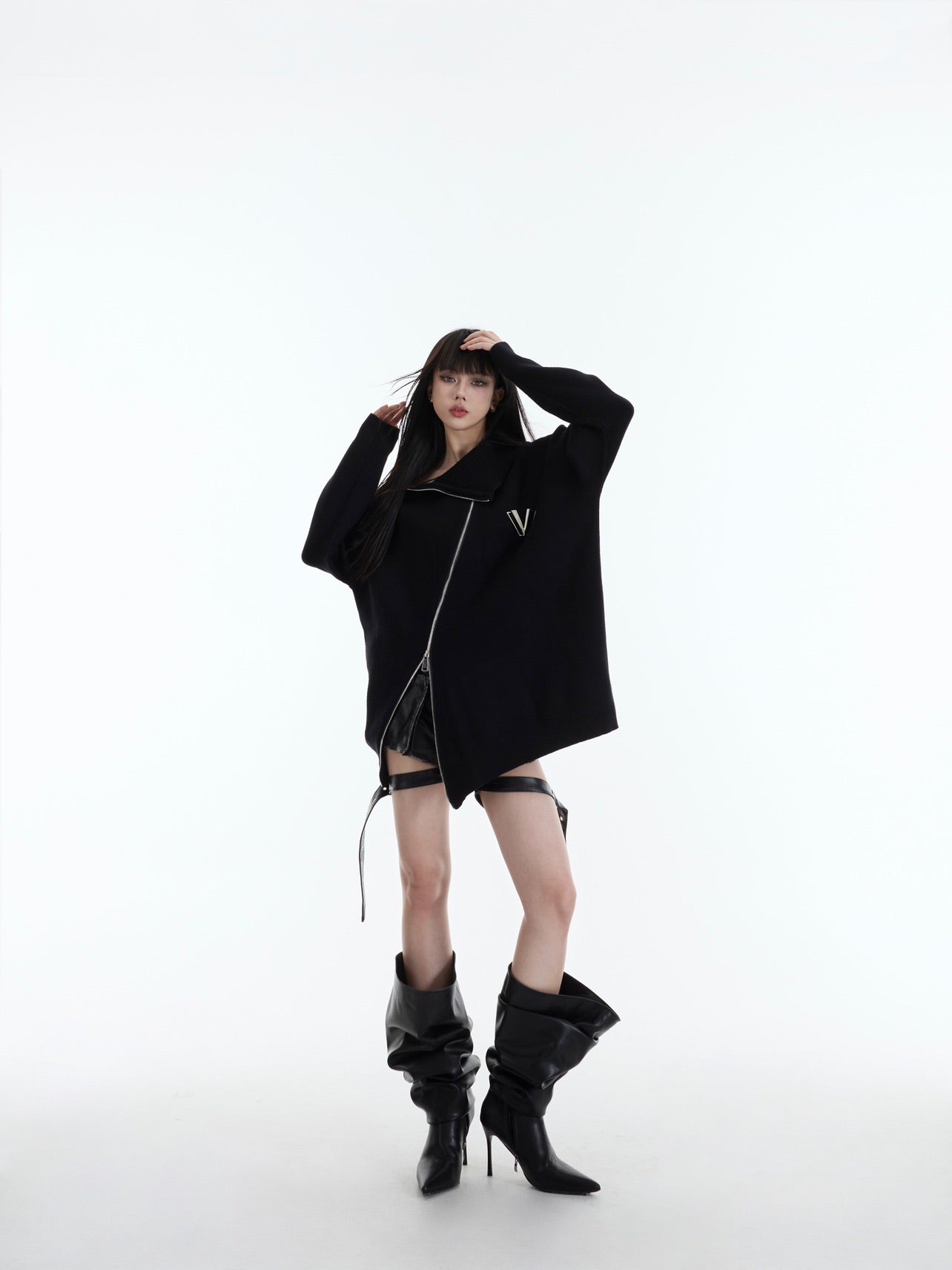 High - Neck Metal Zip - Up Sweater - COPPING THREADS - CT Select