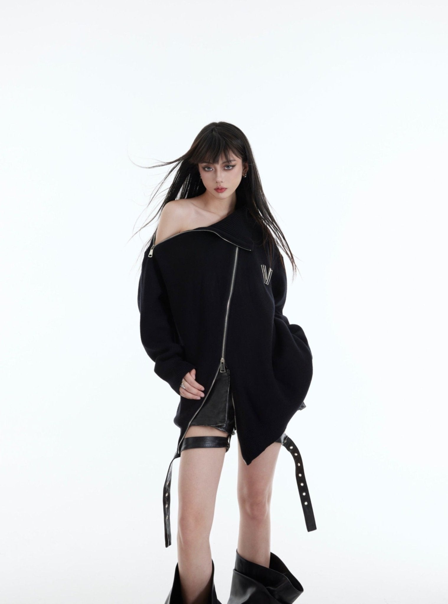 High - Neck Metal Zip - Up Sweater - COPPING THREADS - CT Select