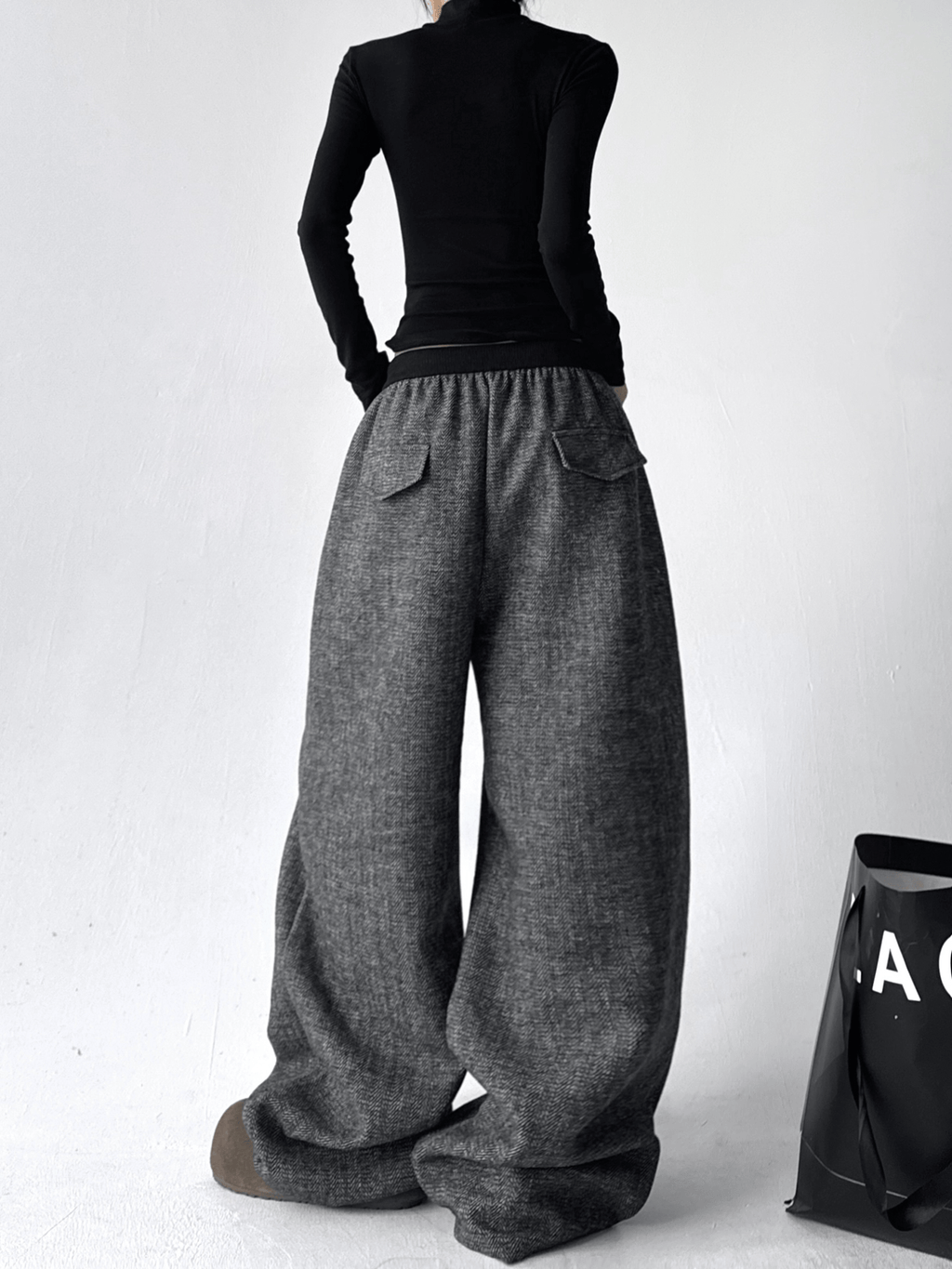 High Waist Drape Effect Wide - Leg Pants - COPPING THREADS - CT Select