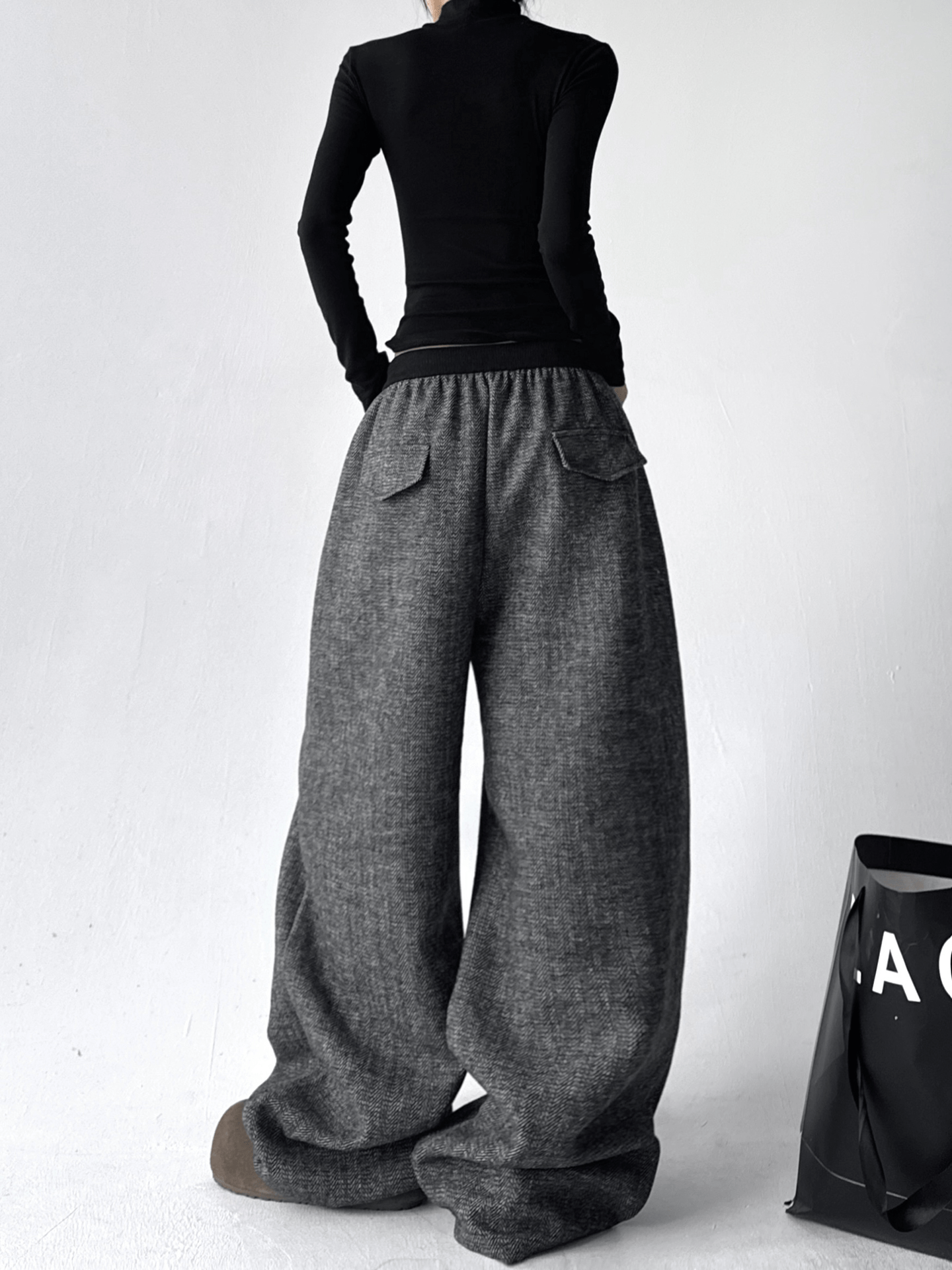 High Waist Drape Effect Wide - Leg Pants - COPPING THREADS - CT Select