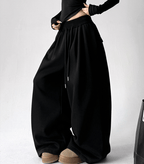 High Waist Fleece Drawstring Wide - Leg Pants - COPPING THREADS - CT Select