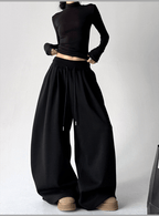 High Waist Fleece Drawstring Wide - Leg Pants - COPPING THREADS - CT Select