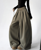 High Waist Fleece Drawstring Wide - Leg Pants - COPPING THREADS - CT Select