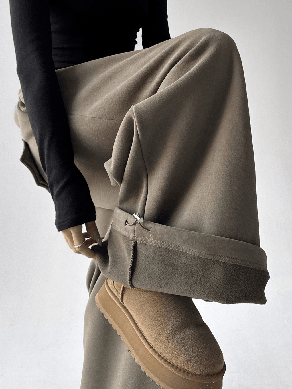 High Waist Fleece Drawstring Wide - Leg Pants - COPPING THREADS - CT Select