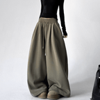 High Waist Fleece Drawstring Wide - Leg Pants - COPPING THREADS - CT Select