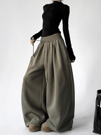 High Waist Fleece Drawstring Wide - Leg Pants - COPPING THREADS - CT Select