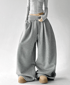 High Waist Fleece Drawstring Wide - Leg Pants - COPPING THREADS - CT Select