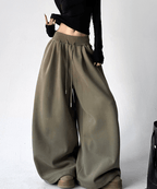 High Waist Fleece Drawstring Wide - Leg Pants - COPPING THREADS - CT Select