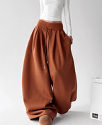 High Waist Fleece Drawstring Wide - Leg Pants - COPPING THREADS - CT Select