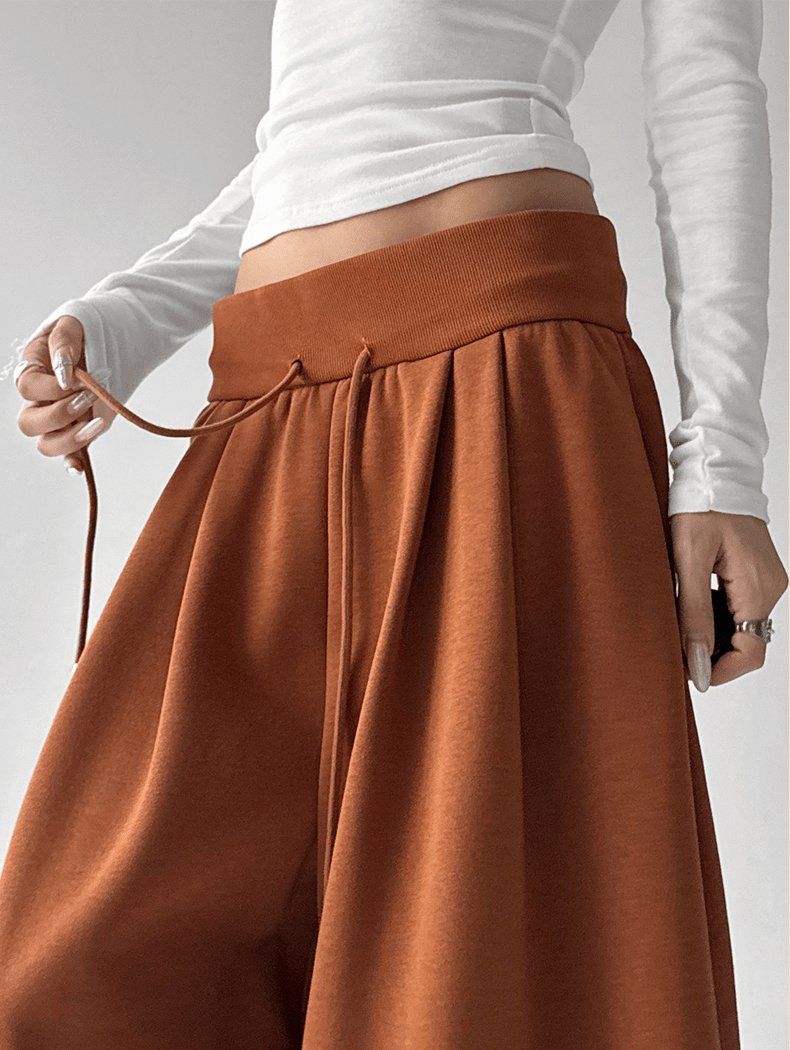 High Waist Fleece Drawstring Wide - Leg Pants - COPPING THREADS - CT Select