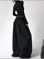 High Waist Fleece Drawstring Wide - Leg Pants - COPPING THREADS - CT Select