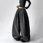 High Waist Fleece Drawstring Wide - Leg Pants - COPPING THREADS - CT Select