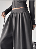 High Waist Fleece Drawstring Wide - Leg Pants - COPPING THREADS - CT Select