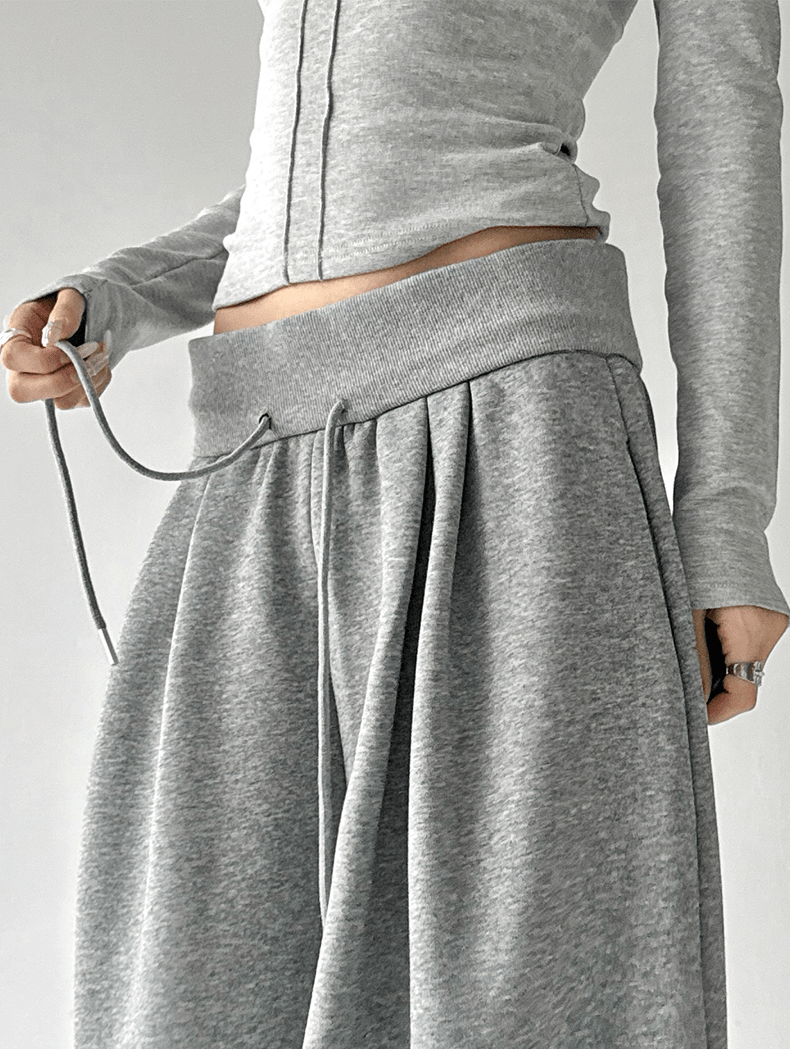 High Waist Fleece Drawstring Wide - Leg Pants - COPPING THREADS - CT Select