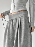 High Waist Fleece Drawstring Wide - Leg Pants - COPPING THREADS - CT Select
