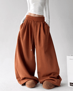 High Waist Fleece Drawstring Wide - Leg Pants - COPPING THREADS - CT Select