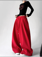 High Waist Fleece Drawstring Wide - Leg Pants - COPPING THREADS - CT Select