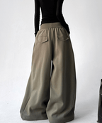 High Waist Fleece Drawstring Wide - Leg Pants - COPPING THREADS - CT Select