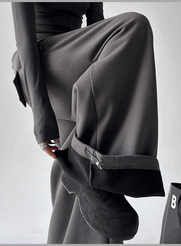 High Waist Fleece Drawstring Wide - Leg Pants - COPPING THREADS - CT Select
