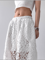 High Waist Lace Floral Hollow Out Wide - Leg Pants - COPPING THREADS - CT Select