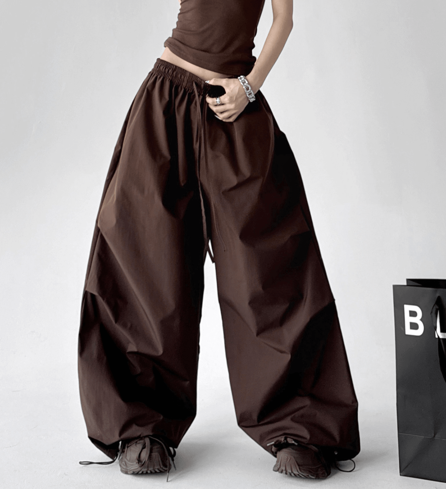 High - Waist Wide - Leg Drawstring Parachute Pants – CT6668 - COPPING THREADS - CT Select