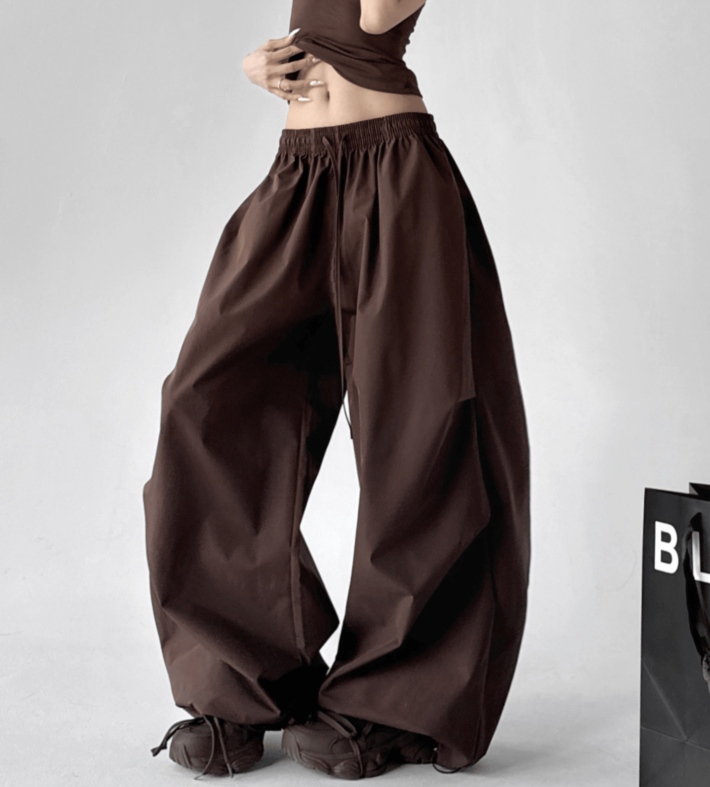High - Waist Wide - Leg Drawstring Parachute Pants – CT6668 - COPPING THREADS - CT Select