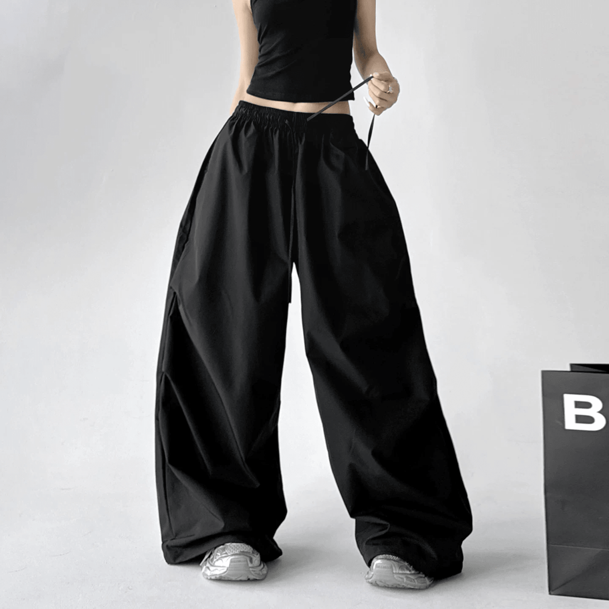 High - Waist Wide - Leg Drawstring Parachute Pants – CT6668 - COPPING THREADS - CT Select