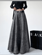 High - Waisted Acid Wash Flared Maxi Skirt - COPPING THREADS - CT Select
