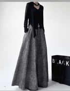 High - Waisted Acid Wash Flared Maxi Skirt - COPPING THREADS - CT Select