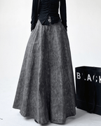 High - Waisted Acid Wash Flared Maxi Skirt - COPPING THREADS - CT Select