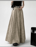 High - Waisted Acid Wash Flared Maxi Skirt - COPPING THREADS - CT Select