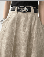 High - Waisted Acid Wash Flared Maxi Skirt - COPPING THREADS - CT Select