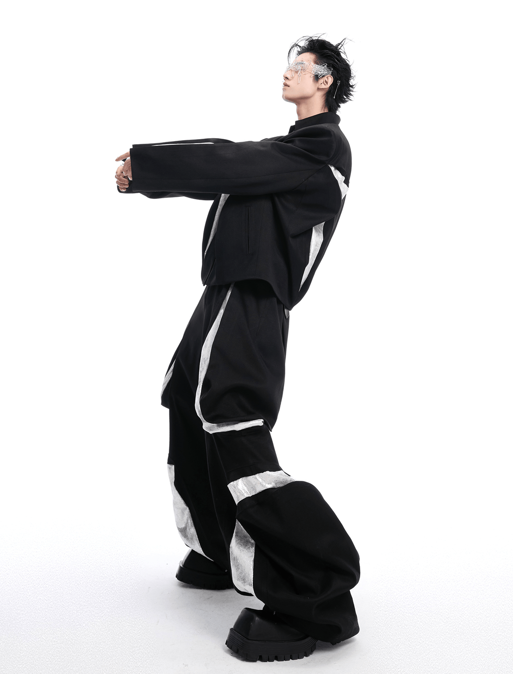 High - Waisted Contrast Panel Wide - Leg Utility Pants - COPPING THREADS - ArguE CulturE