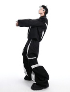 High - Waisted Contrast Panel Wide - Leg Utility Pants - COPPING THREADS - ArguE CulturE