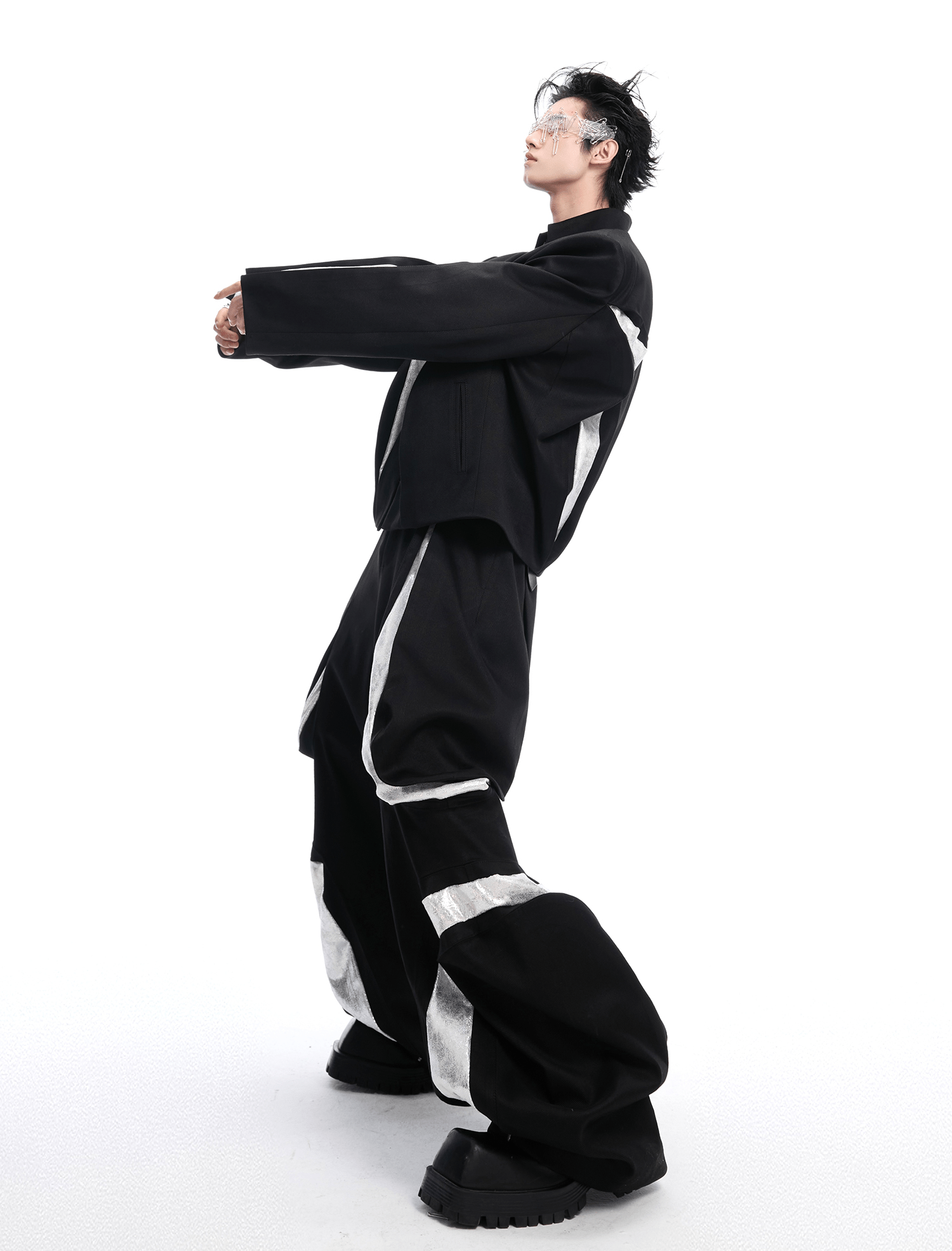 High - Waisted Contrast Panel Wide - Leg Utility Pants - COPPING THREADS - ArguE CulturE