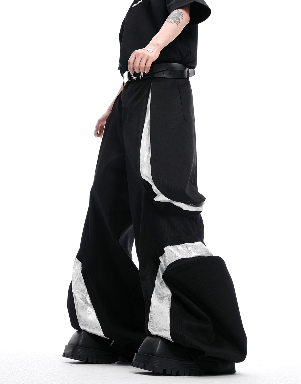 High - Waisted Contrast Panel Wide - Leg Utility Pants - COPPING THREADS - ArguE CulturE