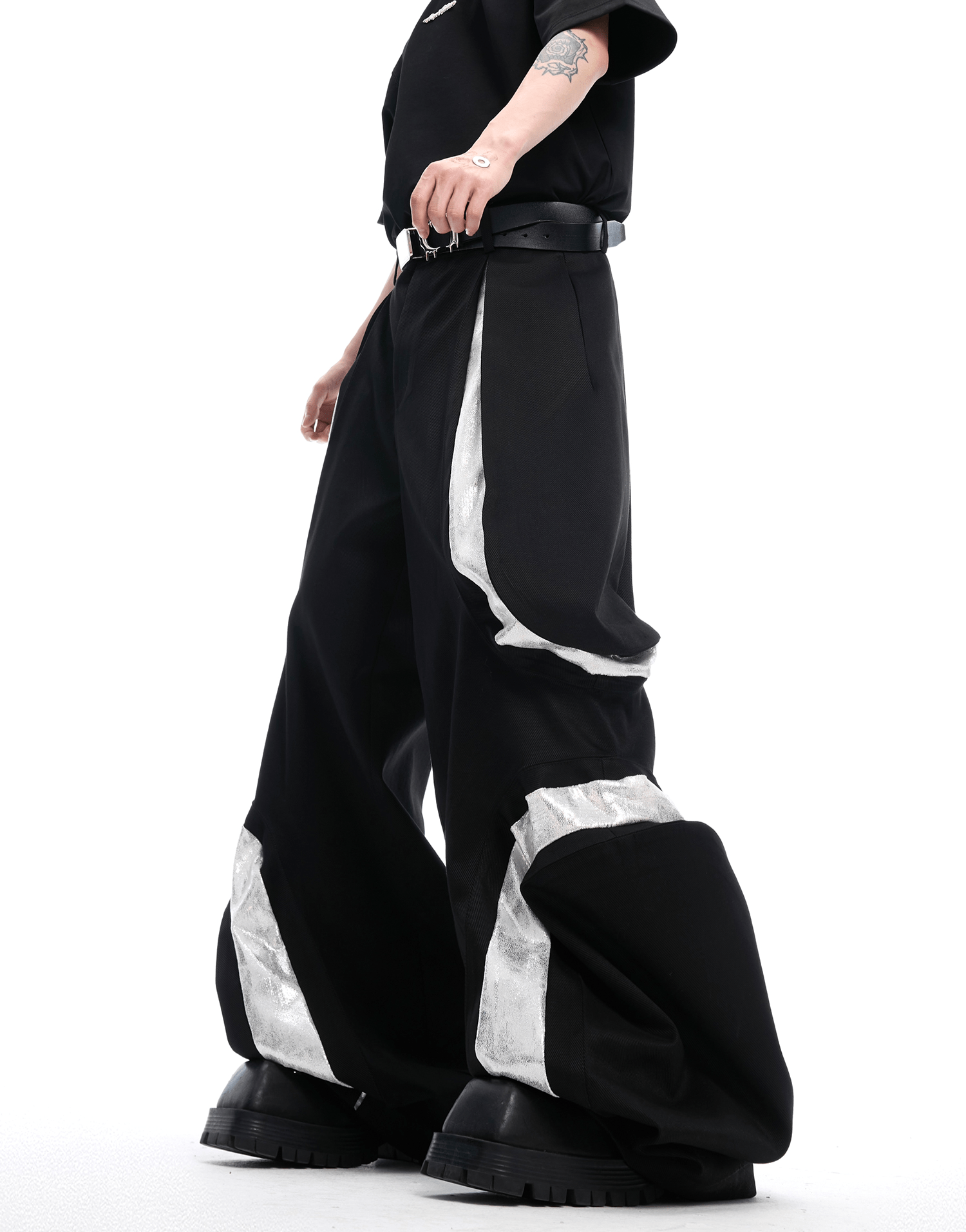 High - Waisted Contrast Panel Wide - Leg Utility Pants - COPPING THREADS - ArguE CulturE