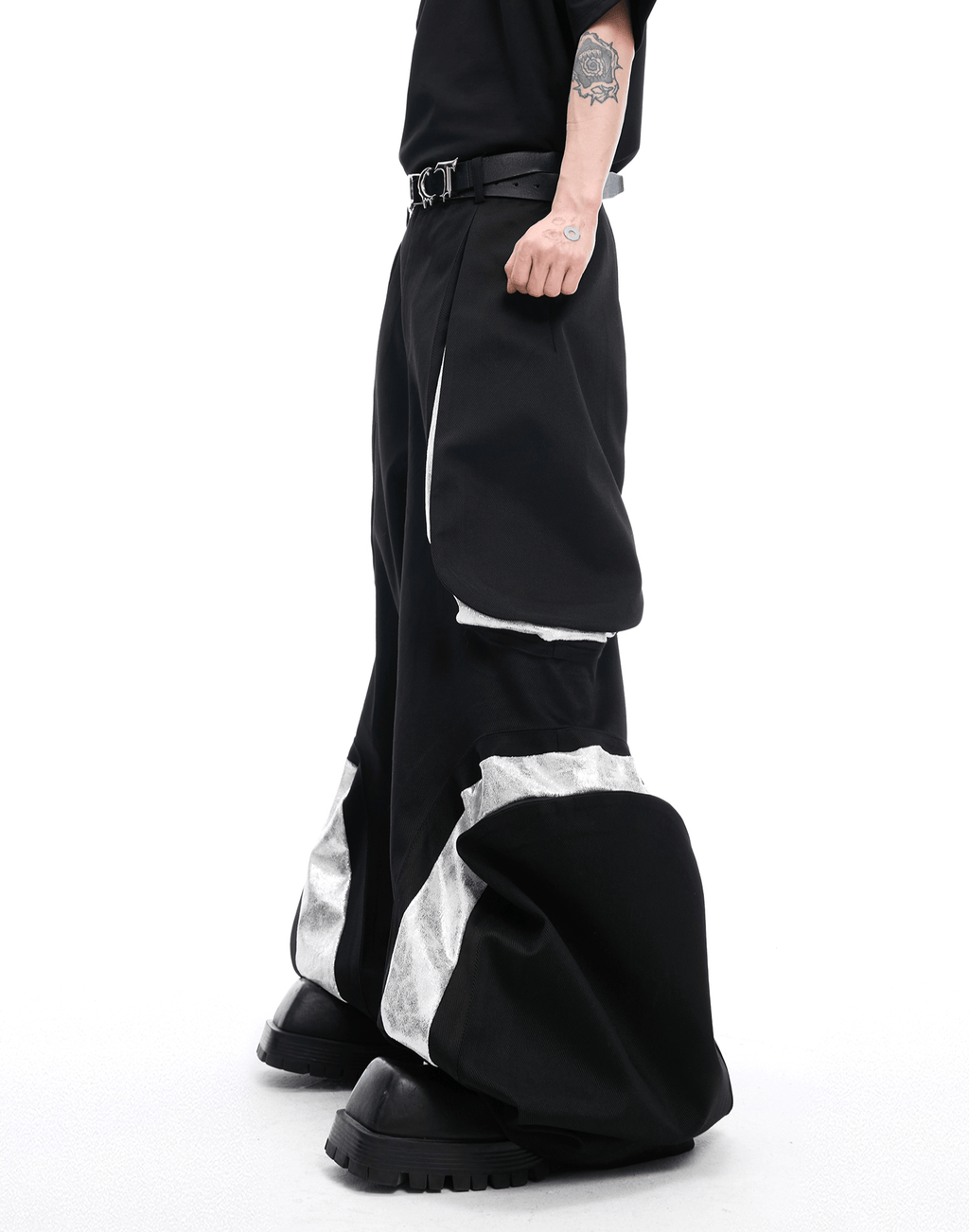 High - Waisted Contrast Panel Wide - Leg Utility Pants - COPPING THREADS - ArguE CulturE