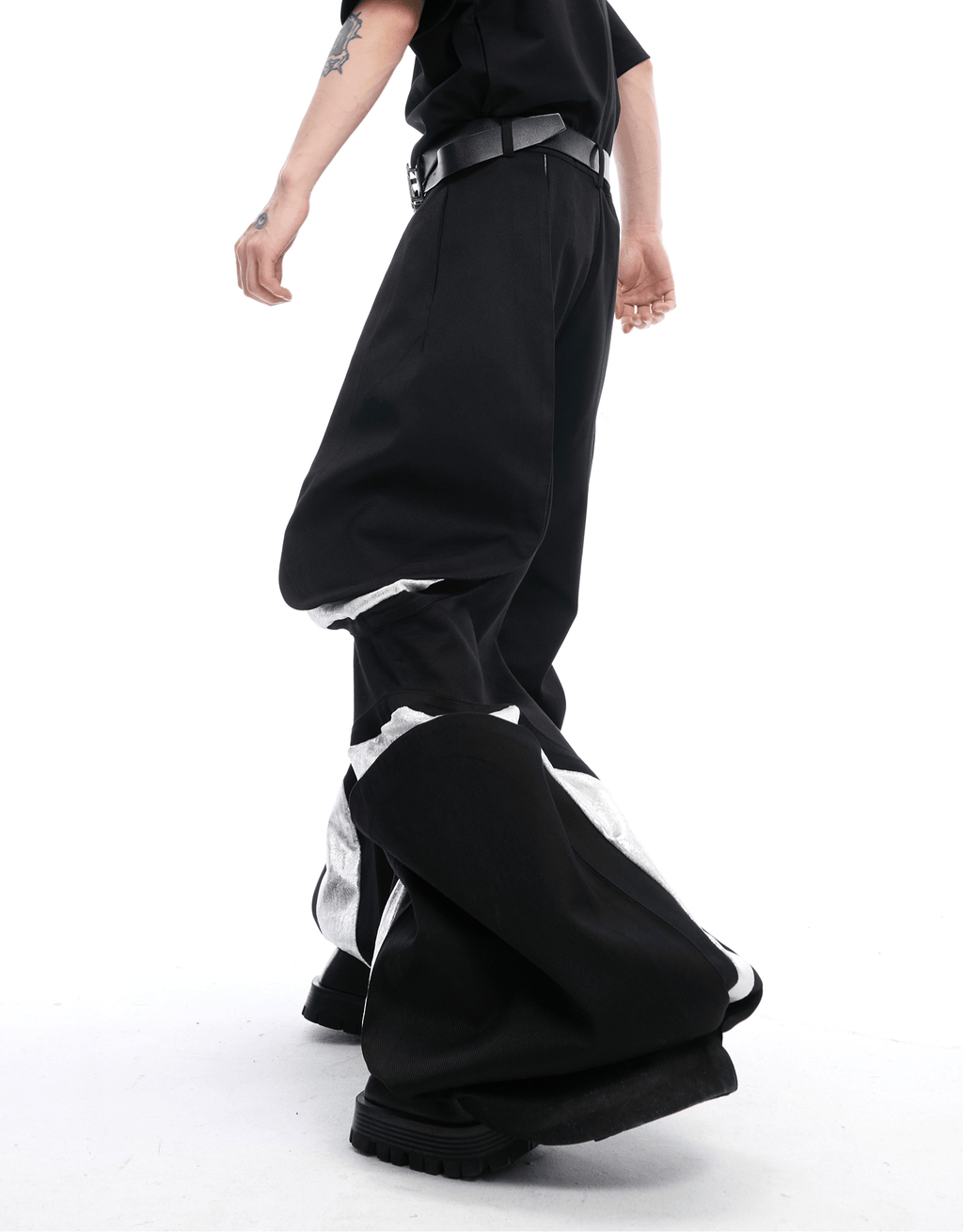 High - Waisted Contrast Panel Wide - Leg Utility Pants - COPPING THREADS - ArguE CulturE
